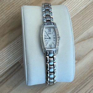 Citizen Women's Silver Stainless Steel Bracelet Watch with White Dial